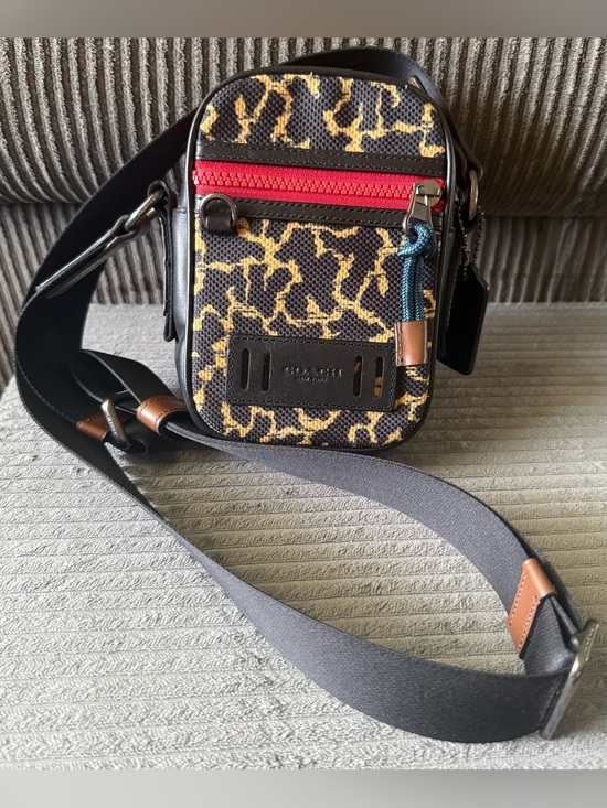 Coach Handbags - Coach Unisex Terrain Crossbody Wavy Animal Print 89901 Canvas Leather Black Bag